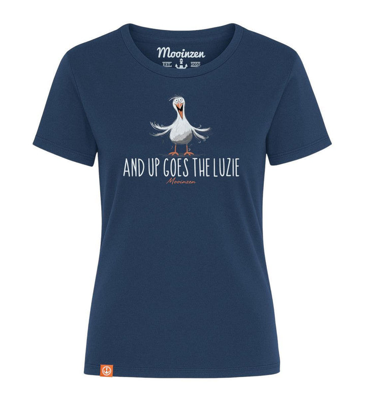 And up goes the Luzie · Damen Premium Signature Bio T-Shirt-Damen Signature Bio T-Shirt-dress-blue-XS-Mooinzen