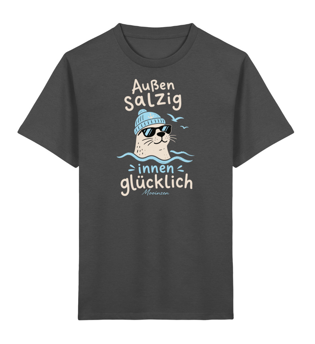 Außen salzig innen glücklich · Kinder Premium Bio T-Shirt-Kinder Premium Bio T-Shirt-Anthracite-5/6-Mooinzen