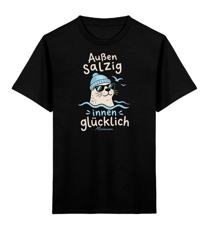 Außen salzig innen glücklich · Kinder Premium Bio T-Shirt-Kinder Premium Bio T-Shirt-Black-3/4-Mooinzen