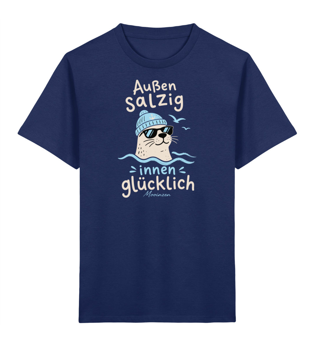 Außen salzig innen glücklich · Kinder Premium Bio T-Shirt-Kinder Premium Bio T-Shirt-French Navy-3/4-Mooinzen