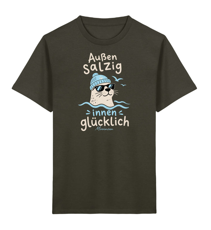 Außen salzig innen glücklich · Kinder Premium Bio T-Shirt-Kinder Premium Bio T-Shirt-Khaki-3/4-Mooinzen