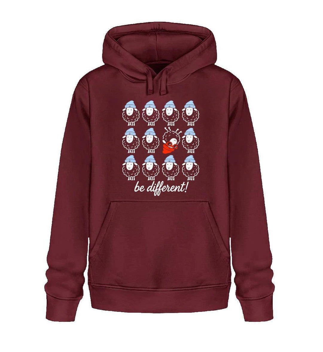 Be different Schafe · Unisex Bio Hoodie-Unisex Bio Hoodie-Burgundy-XS-Mooinzen