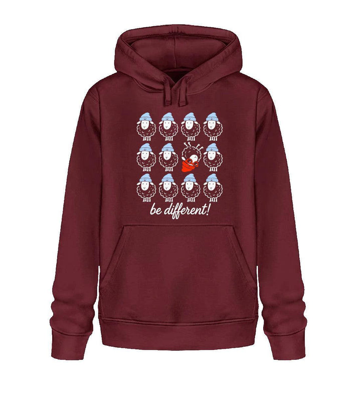 Be different Schafe · Unisex Bio Hoodie-Unisex Bio Hoodie-Burgundy-XS-Mooinzen