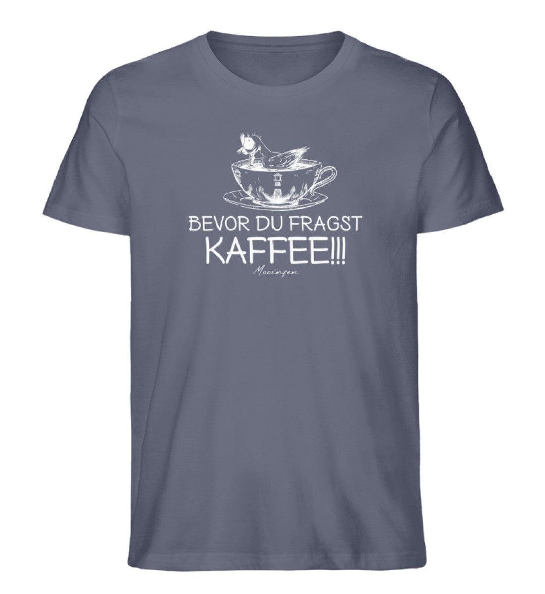 Bevor du fragst Kaffee · Herren Premium Bio T-Shirt-Herren Premium Bio T-Shirt-Dark Heather Blue-S-Mooinzen