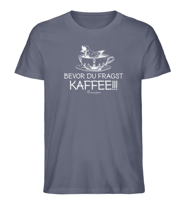 Bevor du fragst Kaffee · Herren Premium Bio T-Shirt-Herren Premium Bio T-Shirt-Dark Heather Blue-S-Mooinzen