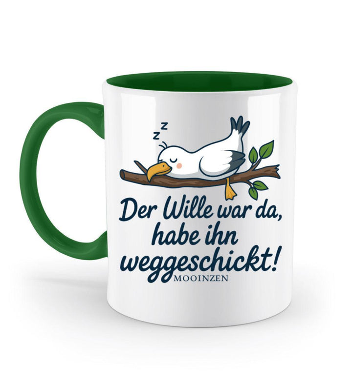 Der Wille war da weggeschickt · Keramiktasse Zweifarbig-Keramik Tasse Zweifarbig-Irish Green-330ml-Mooinzen