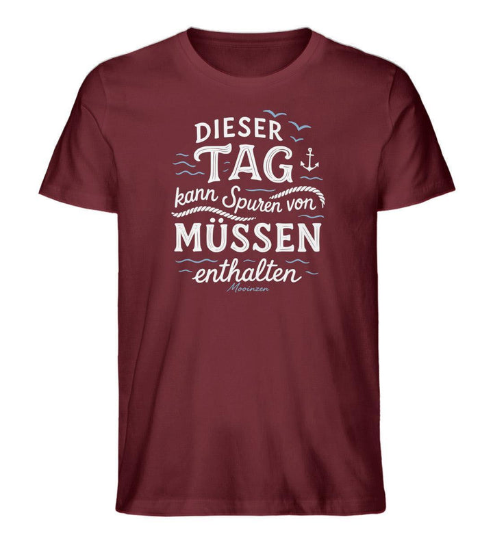 Dieser Tag kann Spuren von müssen enthalten · Herren Premium Bio T-Shirt-Herren Premium Bio T-Shirt-Burgundy-XS-Mooinzen
