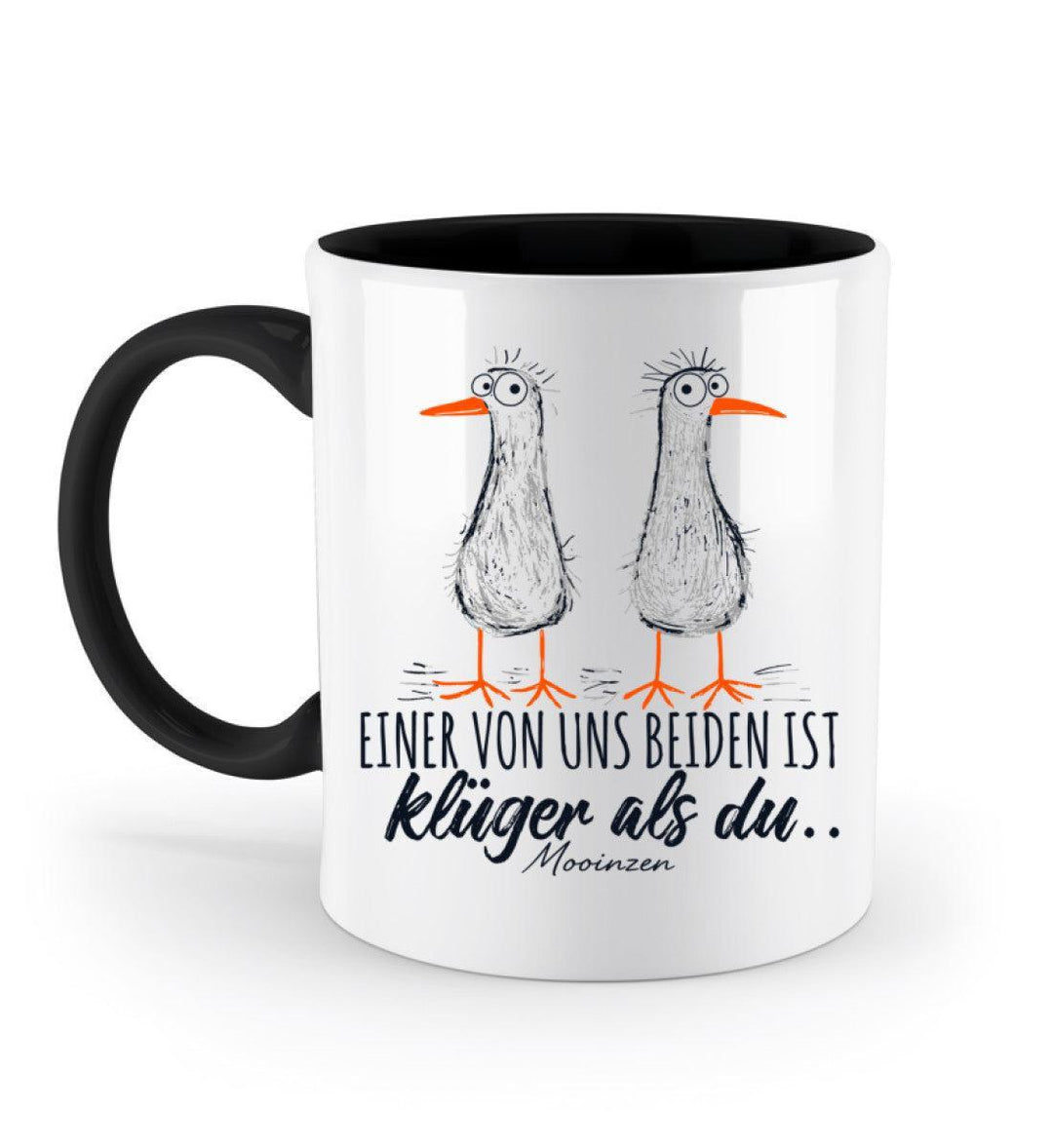 Einer von uns ist klüger als du · Keramiktasse Zweifarbig-Keramik Tasse Zweifarbig-Black-330ml-Mooinzen