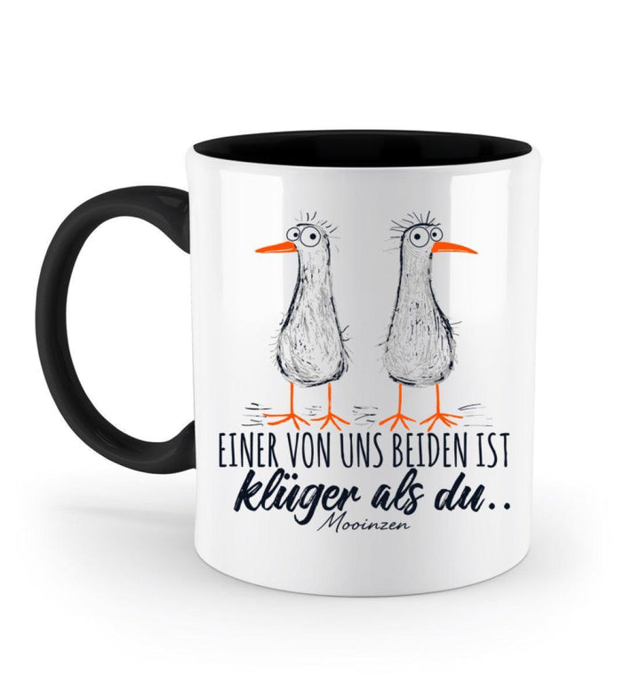 Einer von uns ist klüger als du · Keramiktasse Zweifarbig-Keramik Tasse Zweifarbig-Black-330ml-Mooinzen