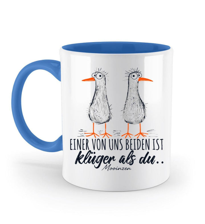 Einer von uns ist klüger als du · Keramiktasse Zweifarbig-Keramik Tasse Zweifarbig-Blue-330ml-Mooinzen