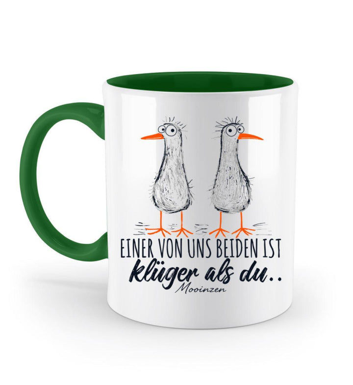 Einer von uns ist klüger als du · Keramiktasse Zweifarbig-Keramik Tasse Zweifarbig-Irish Green-330ml-Mooinzen