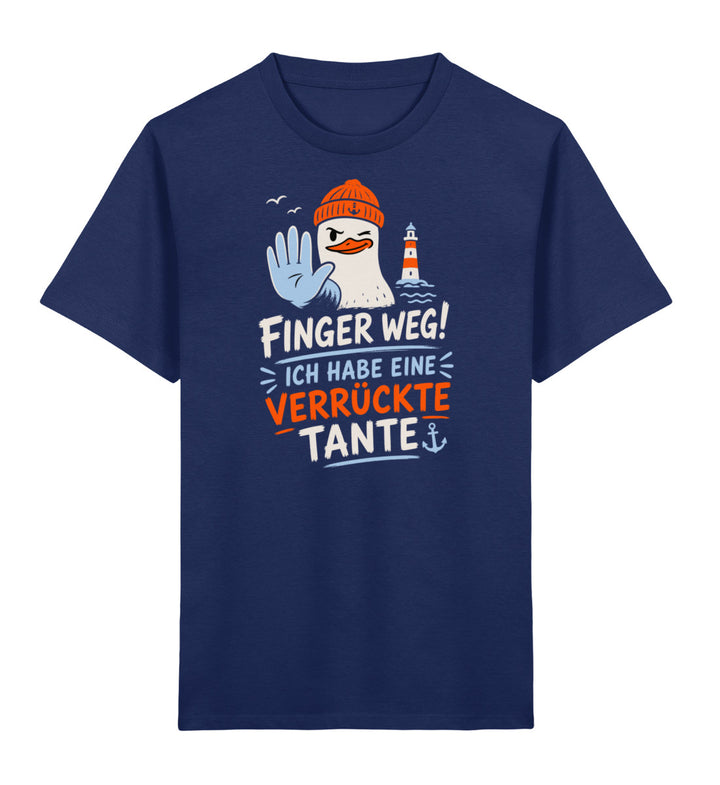 Finger weg! Ich habe eine verrückte Tante · Kinder Premium Bio T-Shirt-Kinder Premium Bio T-Shirt-French Navy-3/4-Mooinzen