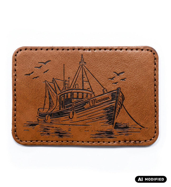 Fischerboot · Klettpatch Kunstleder-Klettwatt Patch-black-9x6-Mooinzen