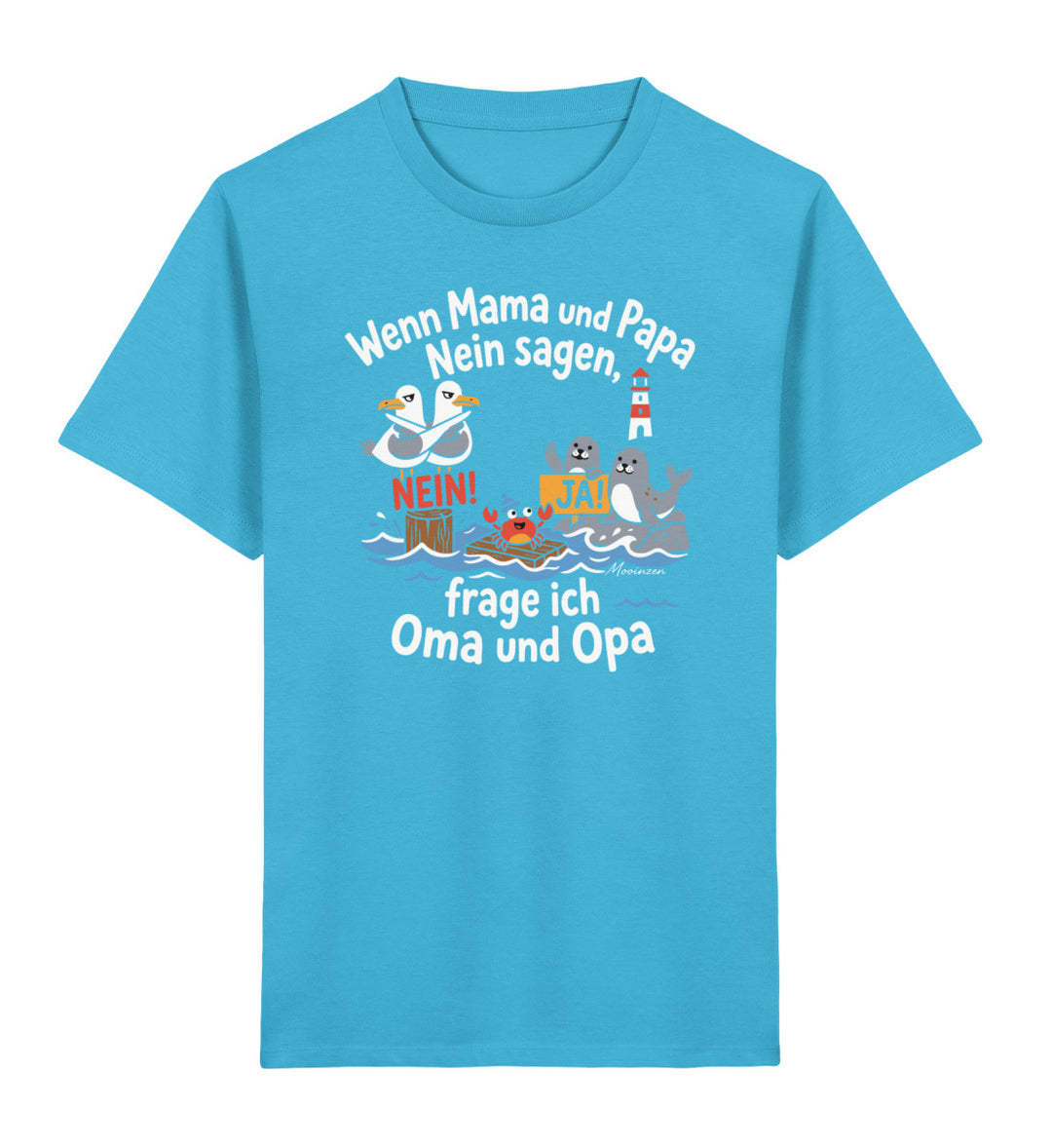 Frage ich Oma und Opa · Kinder Premium Bio T-Shirt-Kinder Premium Bio T-Shirt-Aqua Blue-3/4-Mooinzen