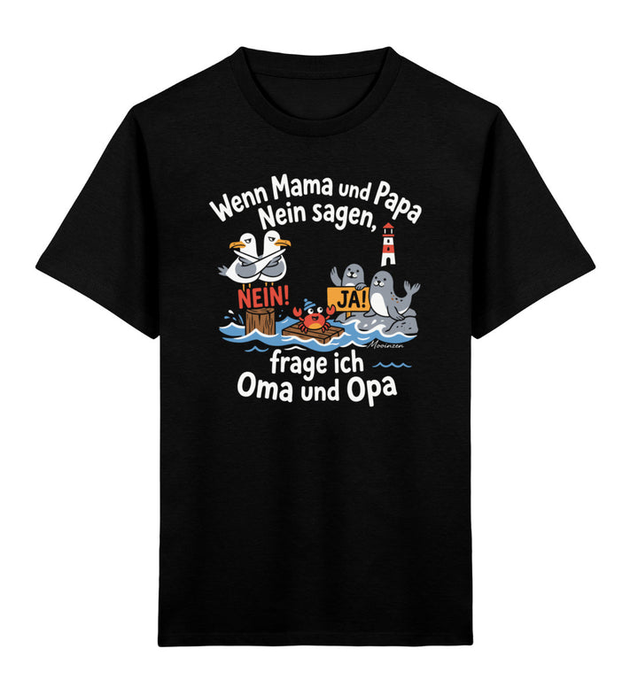 Frage ich Oma und Opa · Kinder Premium Bio T-Shirt-Kinder Premium Bio T-Shirt-Black-3/4-Mooinzen