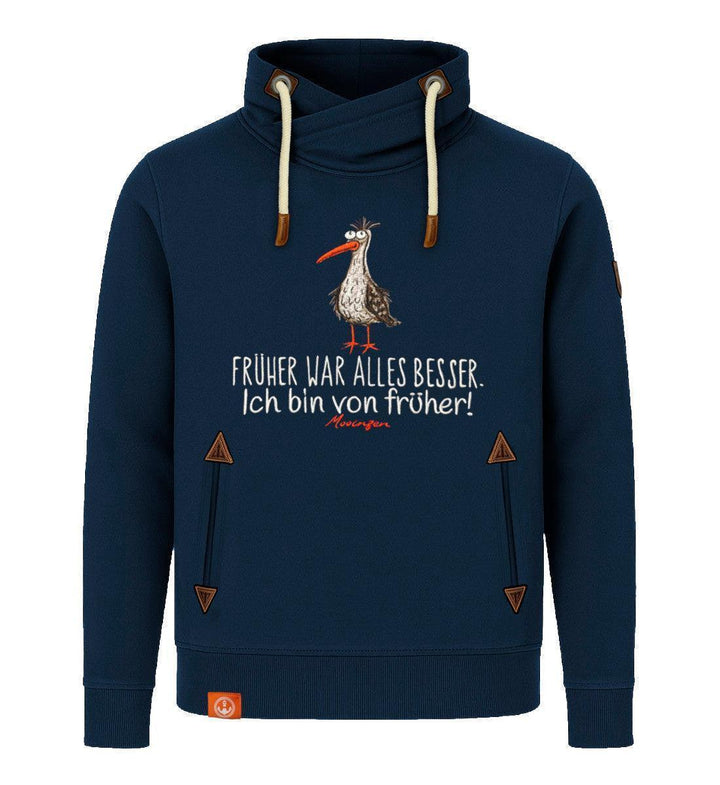 Früher war Alles besser! · Unisex Bio Schalkragen Sweatshirt (ohne Kapuze)-Unisex Bio Schalkragen Sweatshirt-dress-blue-S-Mooinzen