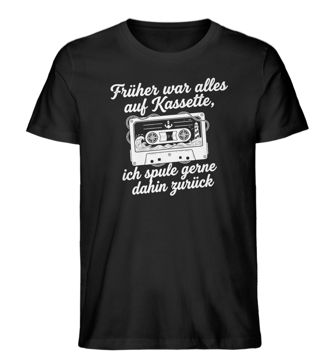 Früher war alles auf Kassette · Herren Premium Bio T-Shirt-Herren Premium Bio T-Shirt-Black-XS-Mooinzen