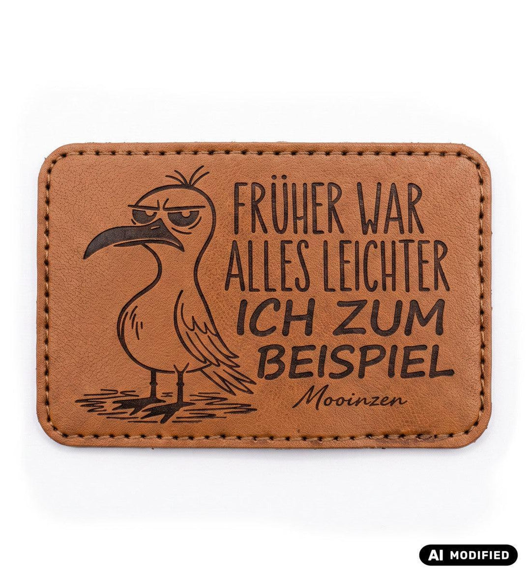 Früher war alles leichter · Klettpatch Kunstleder-Klettwatt Patch-black-9x6-Mooinzen