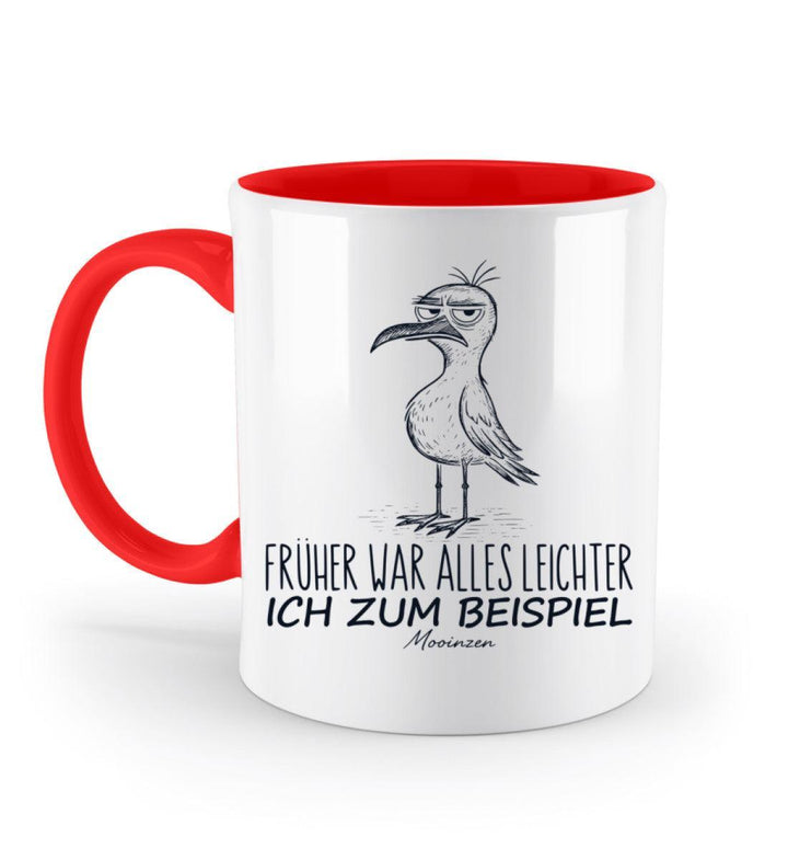 Früher war alles leichter, ich zum Beispiel · Keramiktasse Zweifarbig-Keramik Tasse Zweifarbig-Rubin Red-330ml-Mooinzen