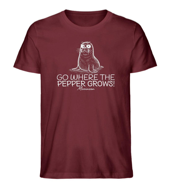Go where the Pepper grows · Herren Premium Bio T-Shirt-Herren Premium Bio T-Shirt-Burgundy-XS-Mooinzen