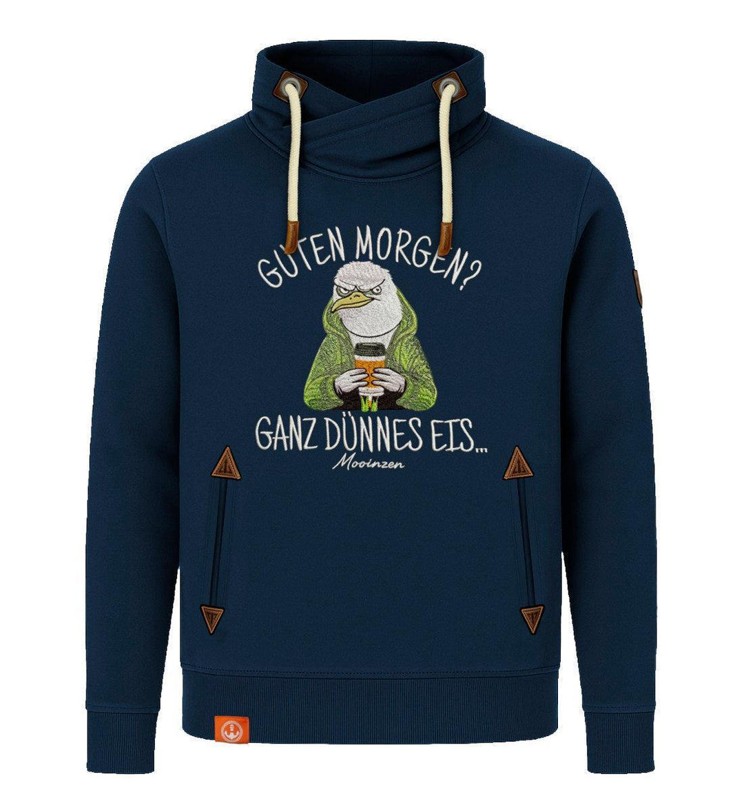Guten Morgen? Ganz dünnes Eis... · Unisex Bio Schalkragen Sweatshirt (ohne Kapuze)-Unisex Bio Schalkragen Sweatshirt-dress-blue-S-Mooinzen