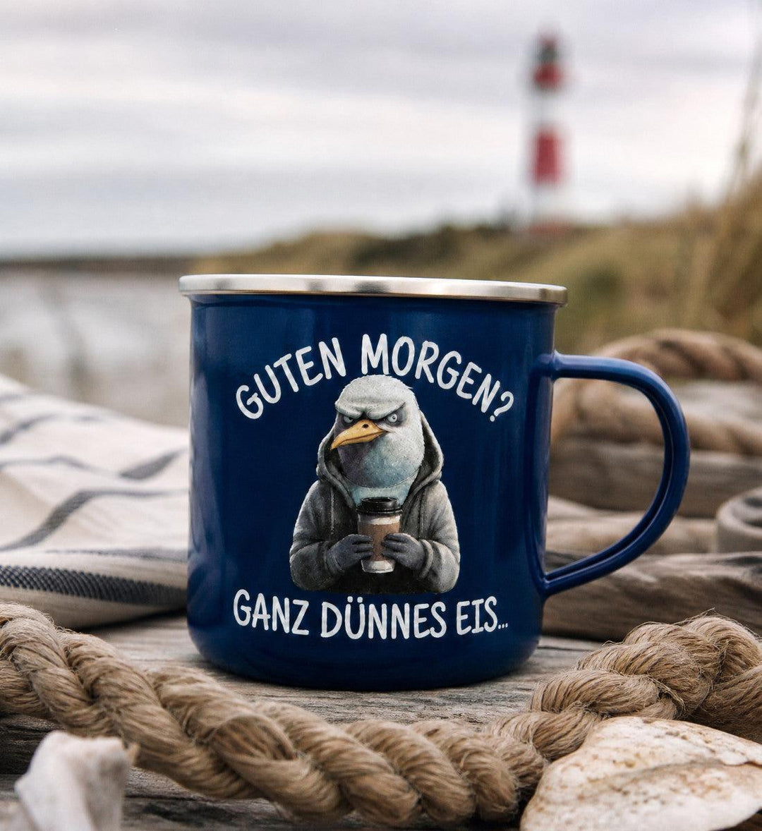 Guten Morgen ganz dünnes Eis · Emaille Tasse-Emaille Tasse-Mooinzen