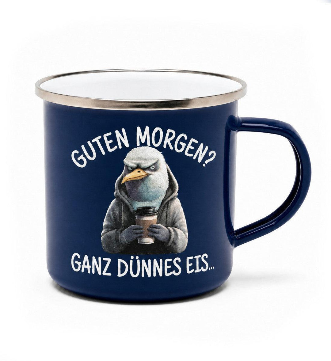 Guten Morgen ganz dünnes Eis · Emaille Tasse-Emaille Tasse-navy-330ml-Mooinzen