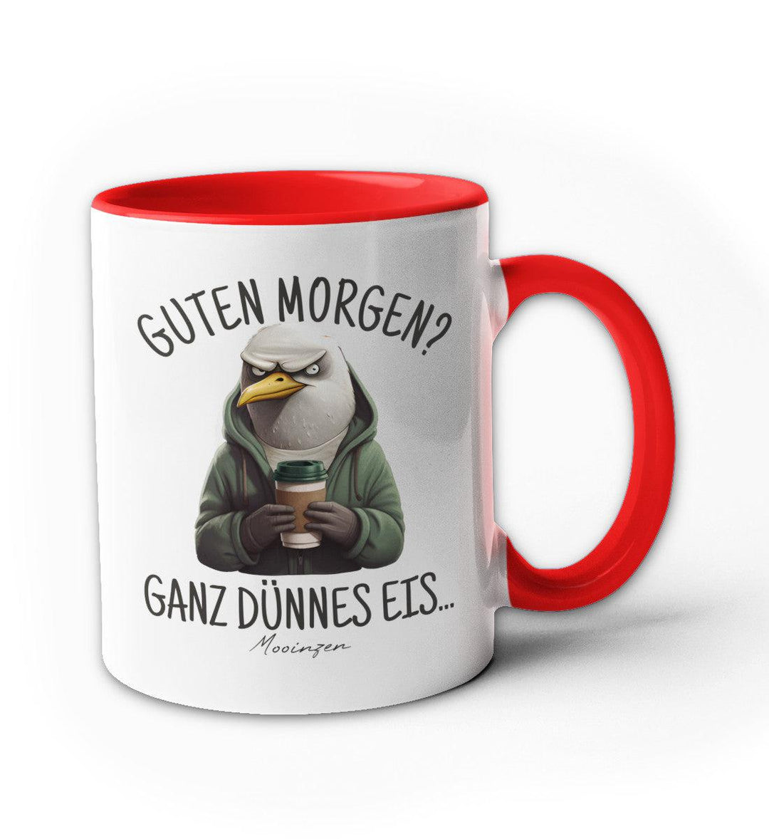 Guten Morgen ganz dünnes Eis · Keramiktasse Zweifarbig-Keramik Tasse zweifarbig-rot-330ml-Mooinzen