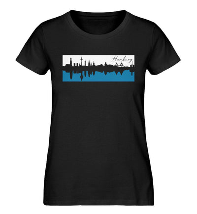 Hamburg Skyline Blau Weiss · Damen Premium Bio T-Shirt-Damen Premium Bio T-Shirt-Black-S-Mooinzen