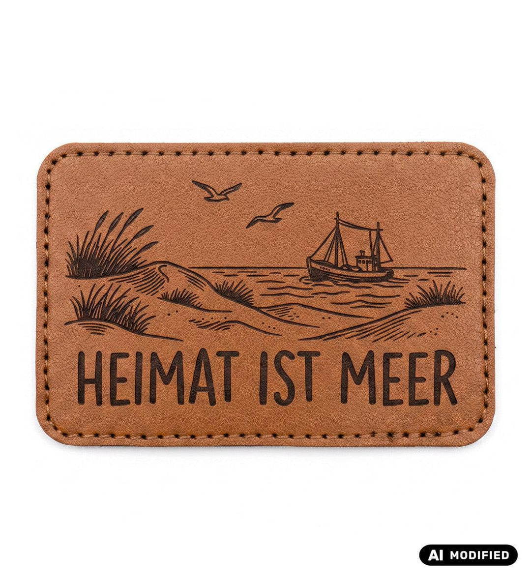 Heimat ist Meer · Klettpatch Kunstleder-Klettwatt Patch-black-9x6-Mooinzen