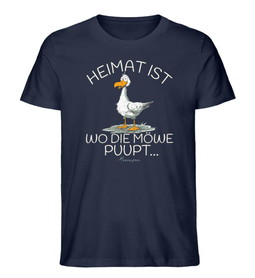 Heimat ist wo die Möwe Pupt · Herren Premium Bio T-Shirt-Herren Premium Bio T-Shirt-French Navy-XS-Mooinzen