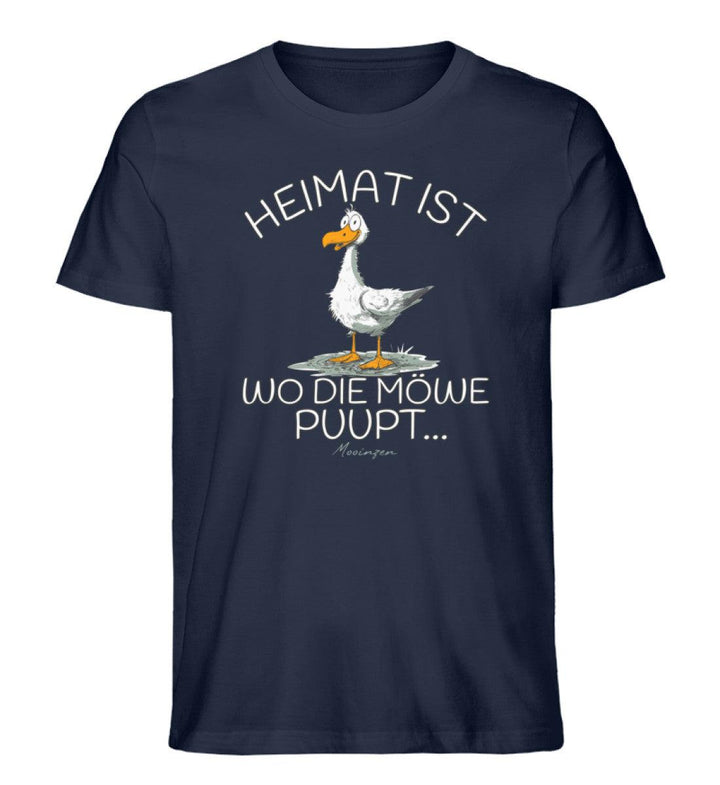 Heimat ist wo die Möwe Pupt · Herren Premium Bio T-Shirt-Herren Premium Bio T-Shirt-French Navy-XS-Mooinzen