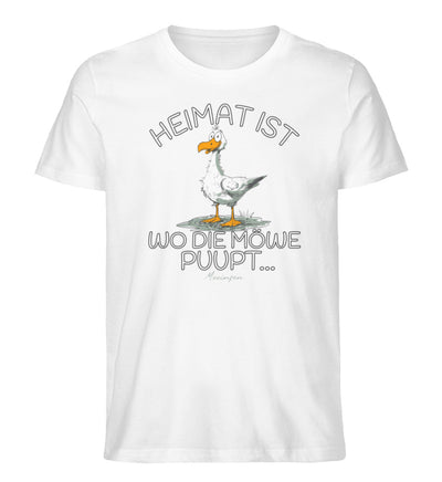 Heimat ist wo die Möwe Pupt · Herren Premium Bio T-Shirt-Herren Premium Bio T-Shirt-White-XS-Mooinzen