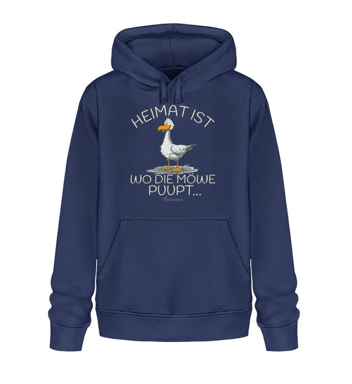 Heimat ist wo die Möwe Pupt · Unisex Bio Hoodie-Unisex Bio Hoodie-French Navy-XS-Mooinzen