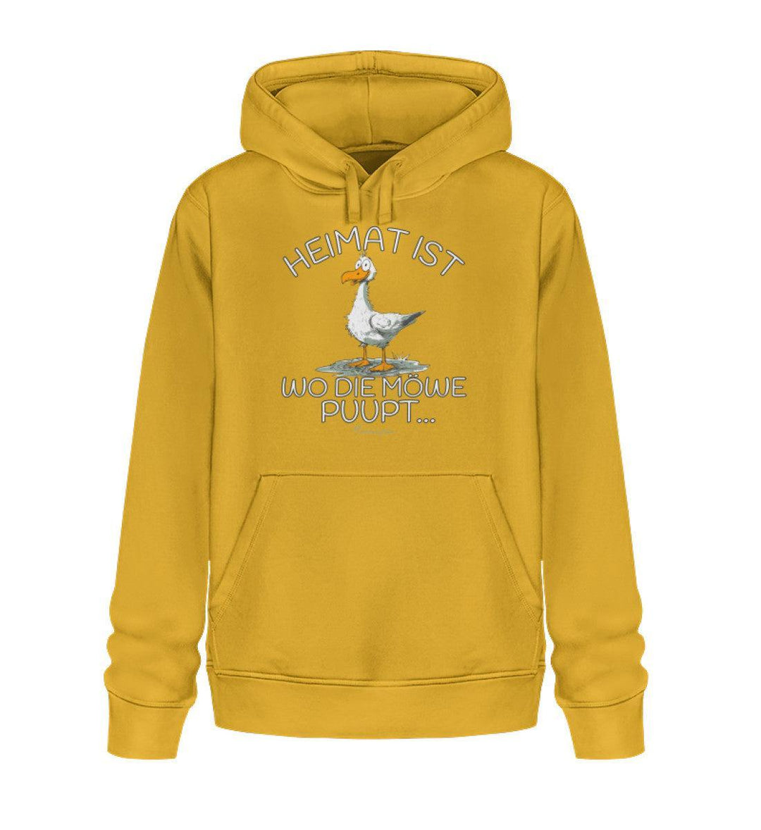 Heimat ist wo die Möwe Pupt · Unisex Bio Hoodie-Unisex Bio Hoodie-Spectra Yellow-XS-Mooinzen