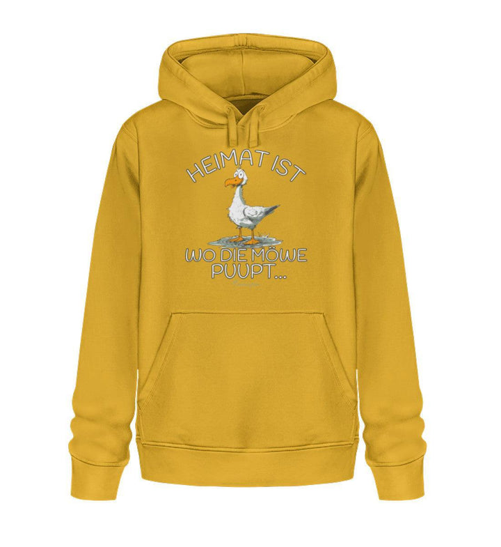 Heimat ist wo die Möwe Pupt · Unisex Bio Hoodie-Unisex Bio Hoodie-Spectra Yellow-XS-Mooinzen