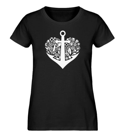 Herz Anker Symbole · Damen Premium Bio T-Shirt-Damen Premium Bio T-Shirt-Black-S-Mooinzen