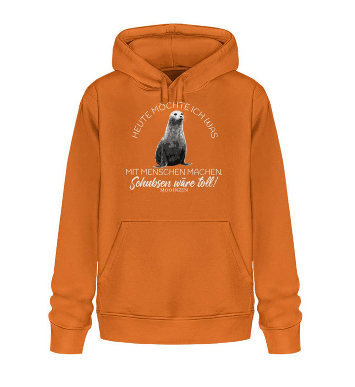 Heute möchte ich etwas mit Menschen machen · Unisex Bio Hoodie-Unisex Bio Hoodie-Bright Orange-XS-Mooinzen