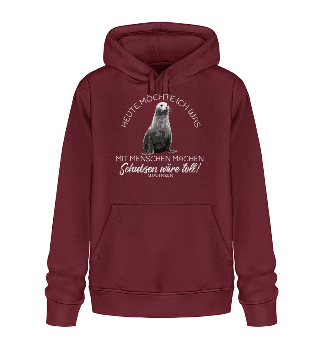 Heute möchte ich etwas mit Menschen machen · Unisex Bio Hoodie-Unisex Bio Hoodie-Burgundy-XS-Mooinzen