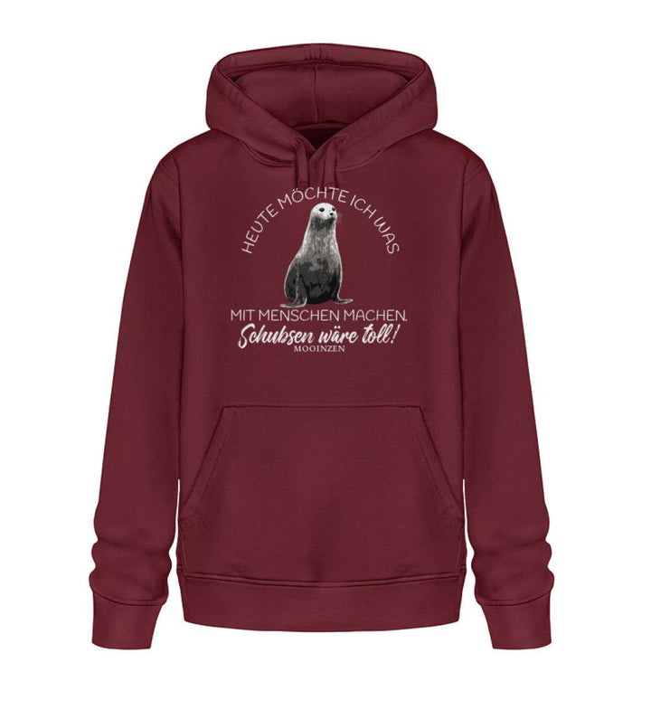 Heute möchte ich etwas mit Menschen machen · Unisex Bio Hoodie-Unisex Bio Hoodie-Burgundy-XS-Mooinzen
