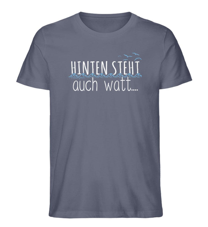 Hinten steht auch watt · Herren Premium Bio T-Shirt-Herren Premium Bio T-Shirt-Dark Heather Blue-S-Mooinzen