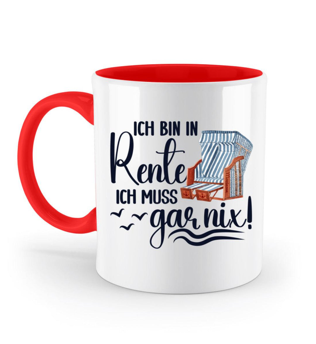 Ich bin in Rente · Keramiktasse Zweifarbig-Keramik Tasse zweifarbig-Rubin Red-330ml-Mooinzen