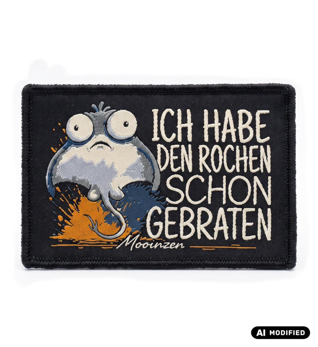 Ich habe den rochen schon gebraten · Klettpatch V2-Klettwatt Patch-black-9x6-Mooinzen