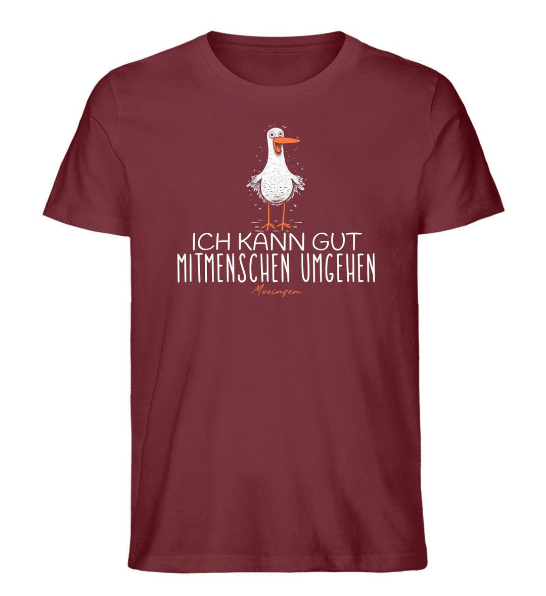 Ich kann gut Mitmenschen umgehen · Herren Premium Bio T-Shirt-Herren Premium Bio T-Shirt-Burgundy-XS-Mooinzen