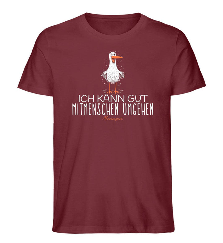 Ich kann gut Mitmenschen umgehen · Herren Premium Bio T-Shirt-Herren Premium Bio T-Shirt-Burgundy-XS-Mooinzen