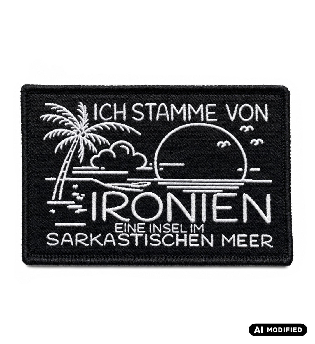 Ich stamme von Ironien · Klettpatch V2-Klettwatt Patch-black-9x6-Mooinzen