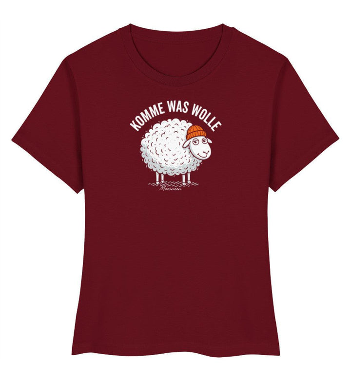 Komme was Wolle · Damen Premium Bio T-Shirt 2.0-Stella Muser Shirt ST/ST-Burgundy-XS-Mooinzen