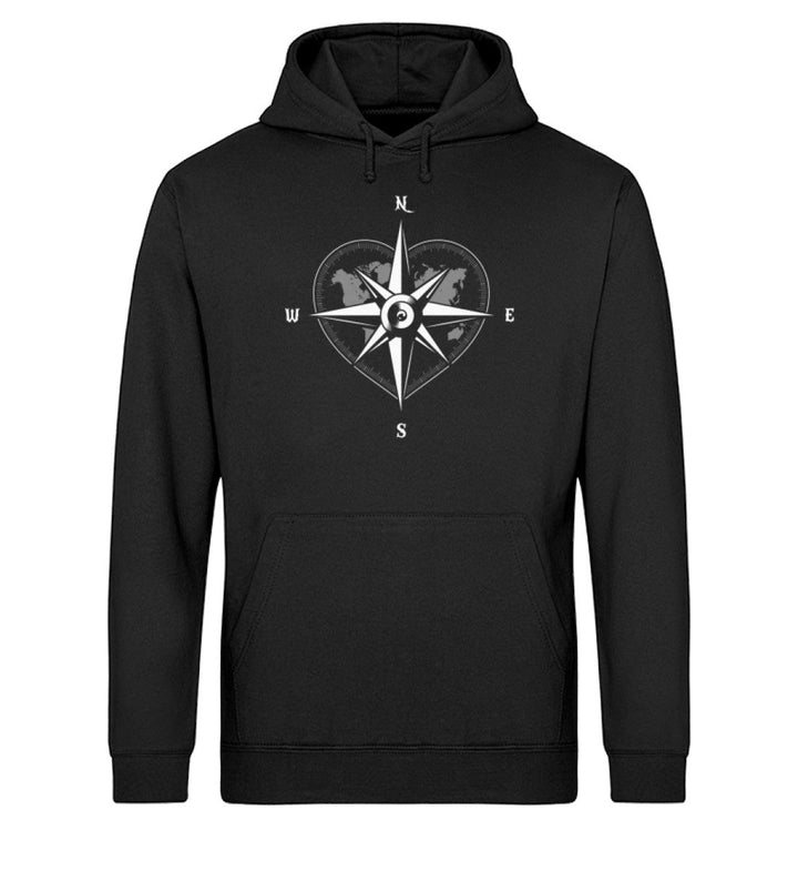 Kompass Herz · Unisex Bio Hoodie-Unisex Bio Hoodie-Black-S-Mooinzen