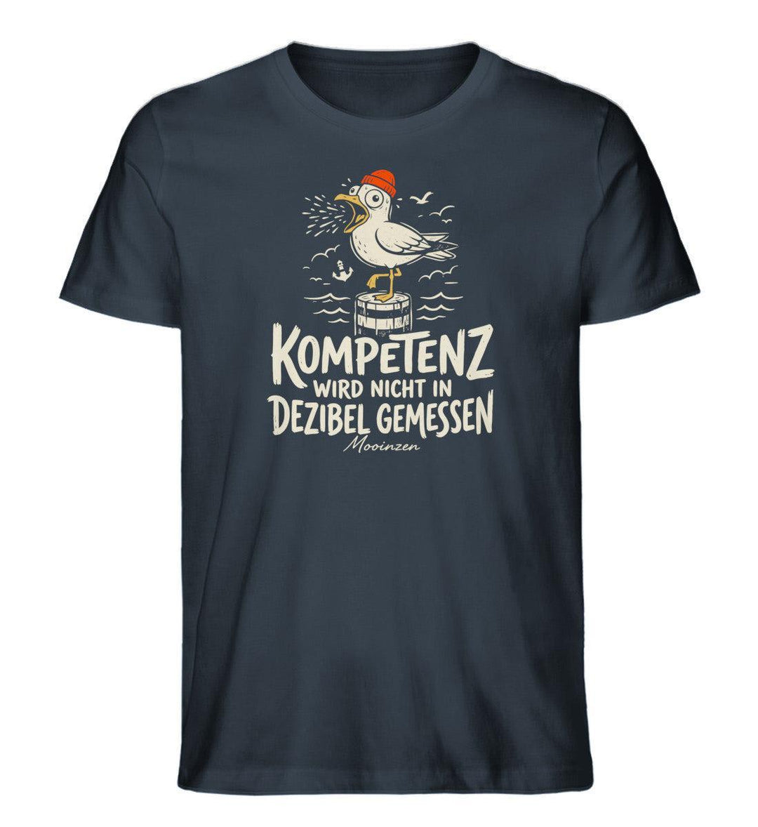 Kompetenz wird nicht in Dezibel gemessen · Herren Premium Bio T-Shirt-Herren Premium Bio T-Shirt-India Ink Grey-XS-Mooinzen