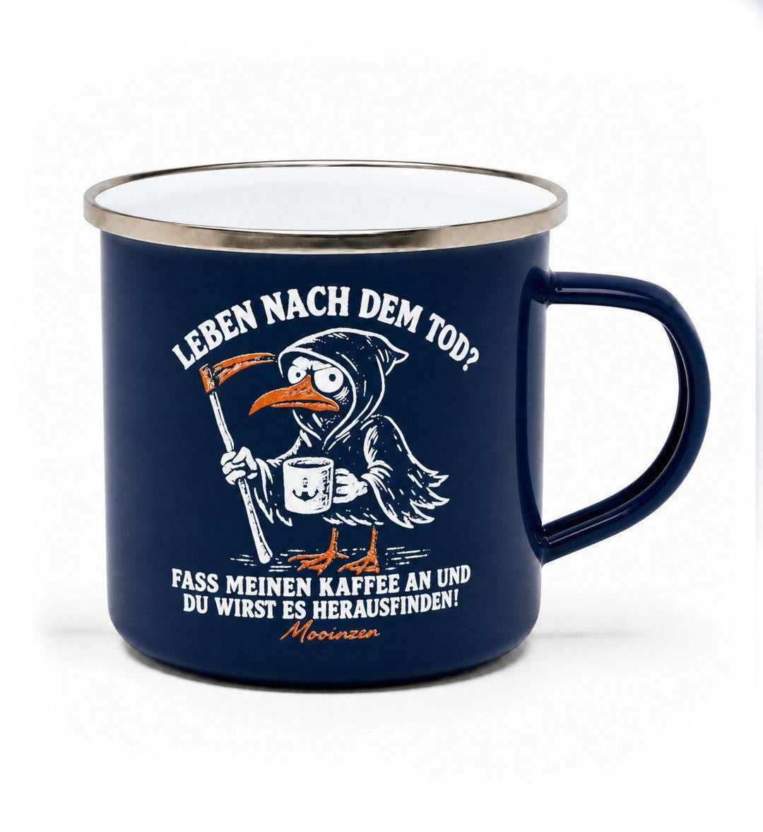 Leben nach dem Tod Kaffee · Emaille Tasse-Emaille Tasse-Navy-330ml-Mooinzen